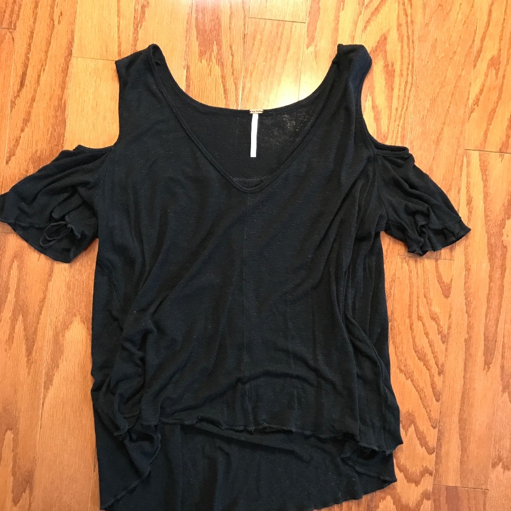 Free People Asymmetrical Tee With Shoulder Cut Out